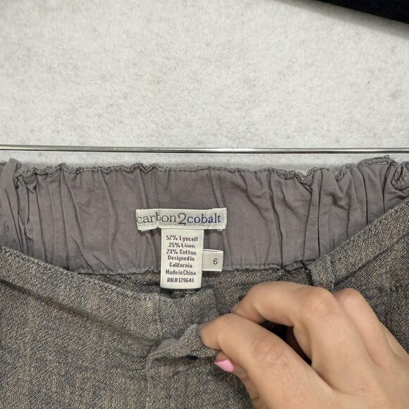 Carbon2Cobalt Pants Womens 6 Linen Blend Wide Leg Casual Relaxed Elastic Waist - Picture 7 of 13